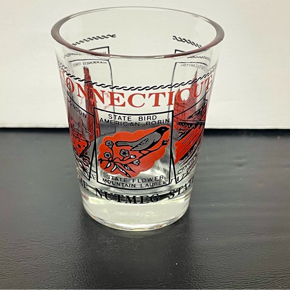 Connecticut Souvenir Shot Glass - Red and Black